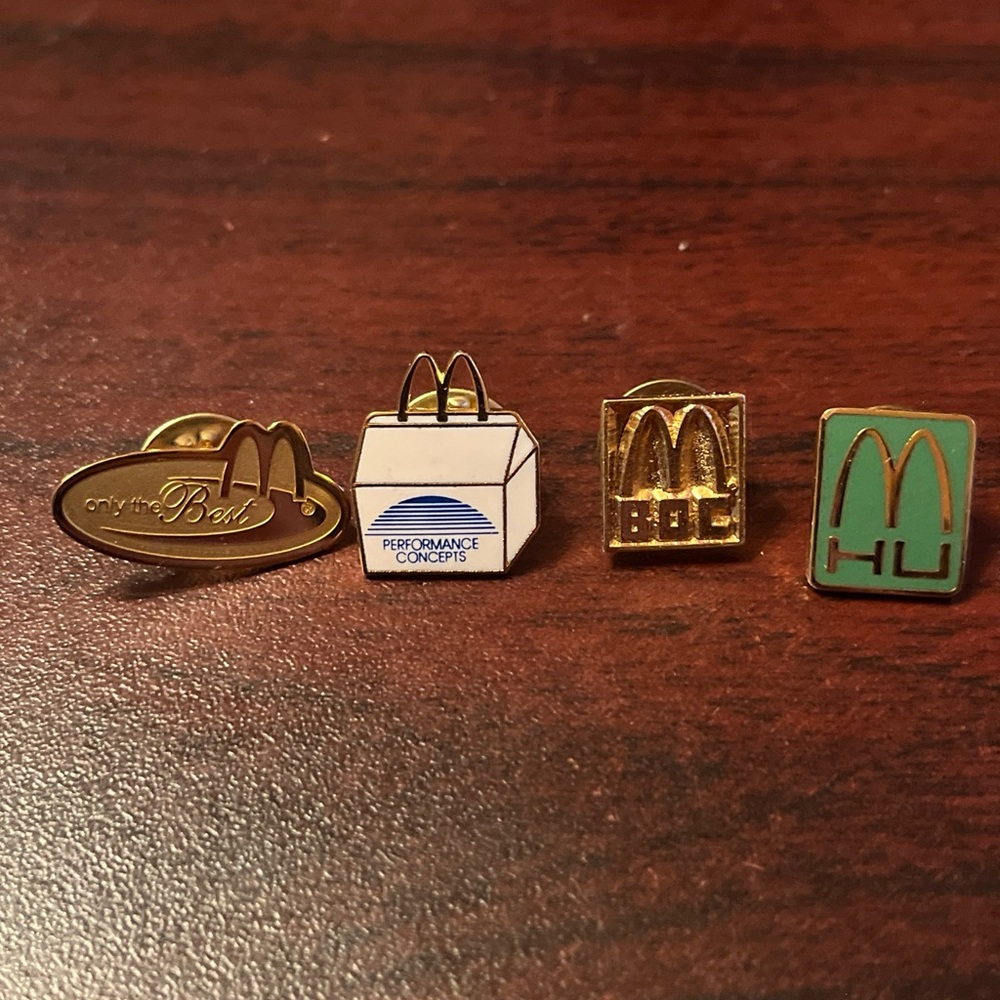 Lot Of 4 McDonald’s Employee Lapel‎ Hat Pins